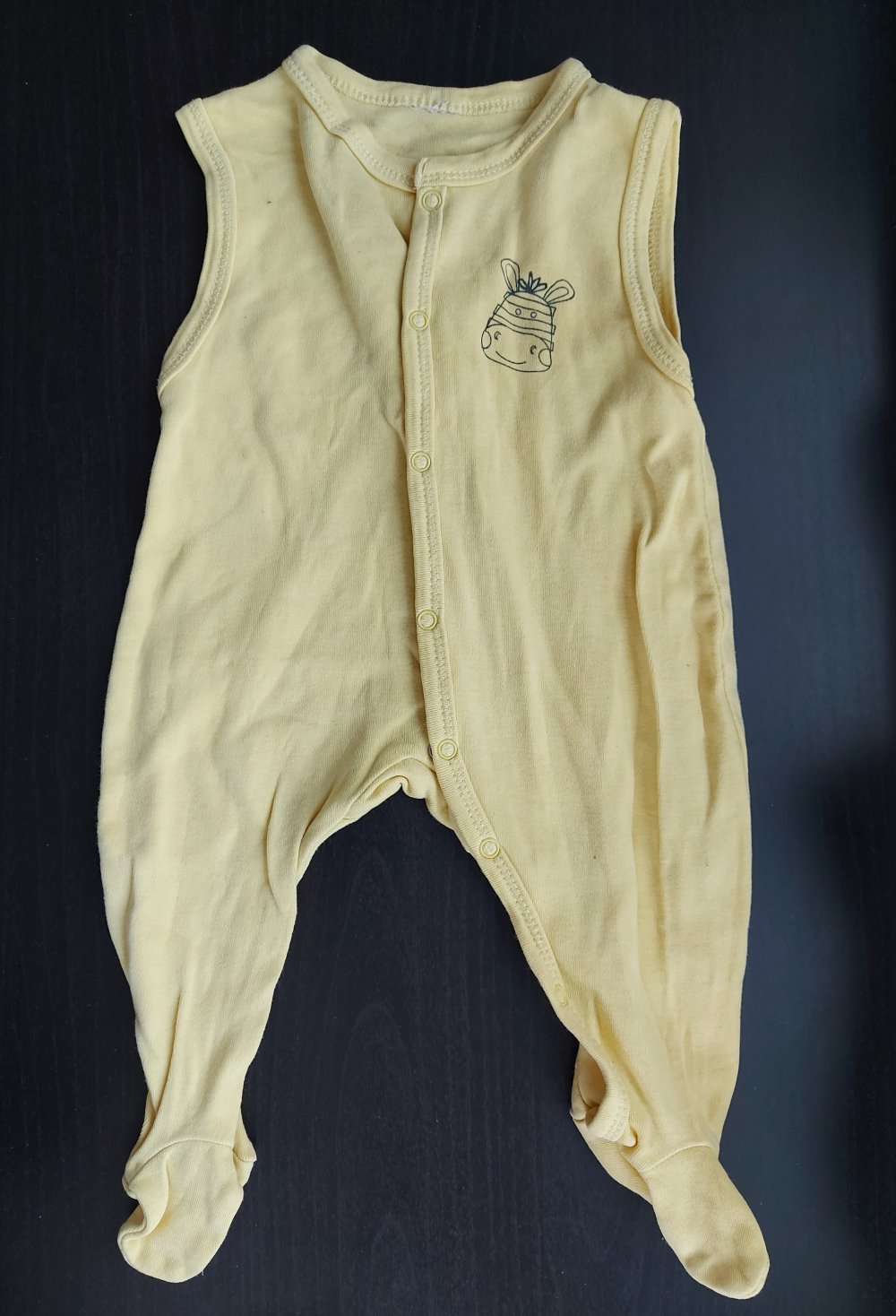 gelber Babystrampler mit Zebra / unisex / geschlechtsneutral