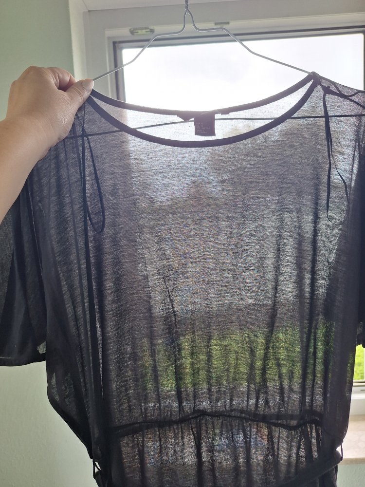 Schwarzes transparentes Strandkleid zum Überwerfen, Gr. S