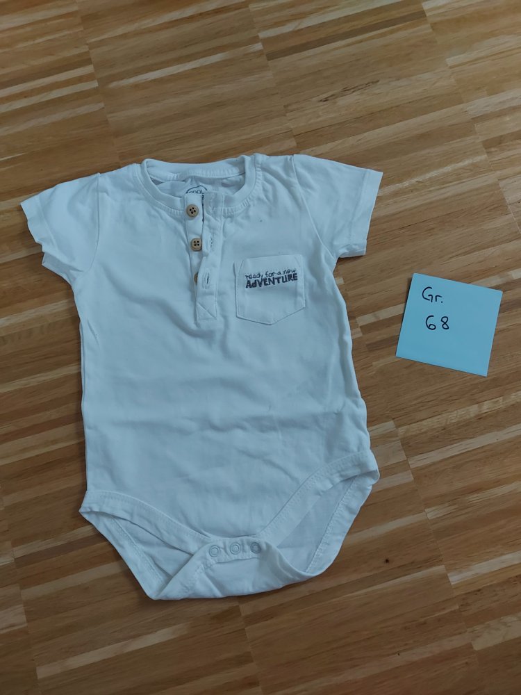 weißer Kurzarmbody ready for a new adventure Gr. 68