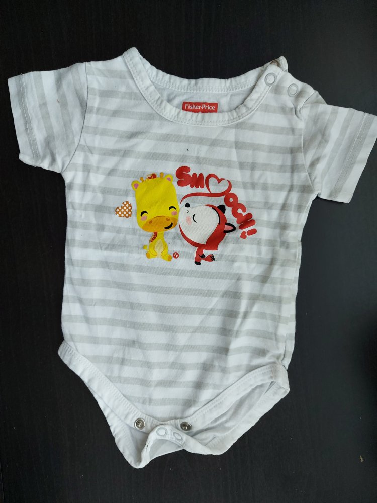 weiß-grauer Kurzarmbody Smooch!, Gr. 56 