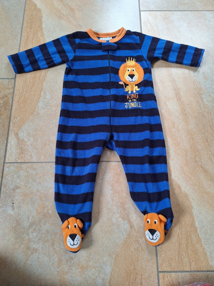 Warmer blau-schwarz gestreifter Pyjama  King of the jungle