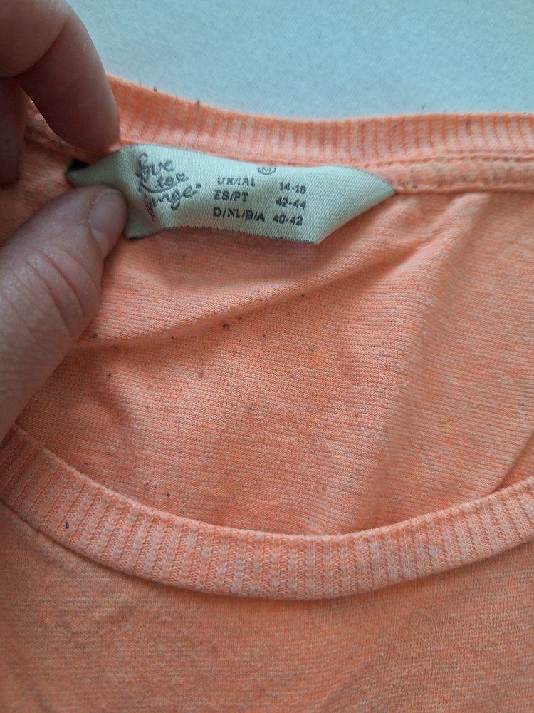 Orangefarbenes T-Shirt mit Eule Life's a hoot, Gr. 40/42