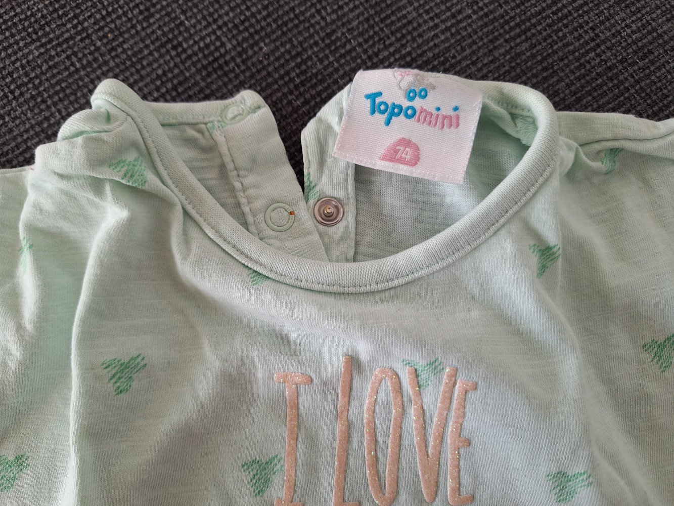 türkises T-Shirt I love you like crazy, Gr. 74