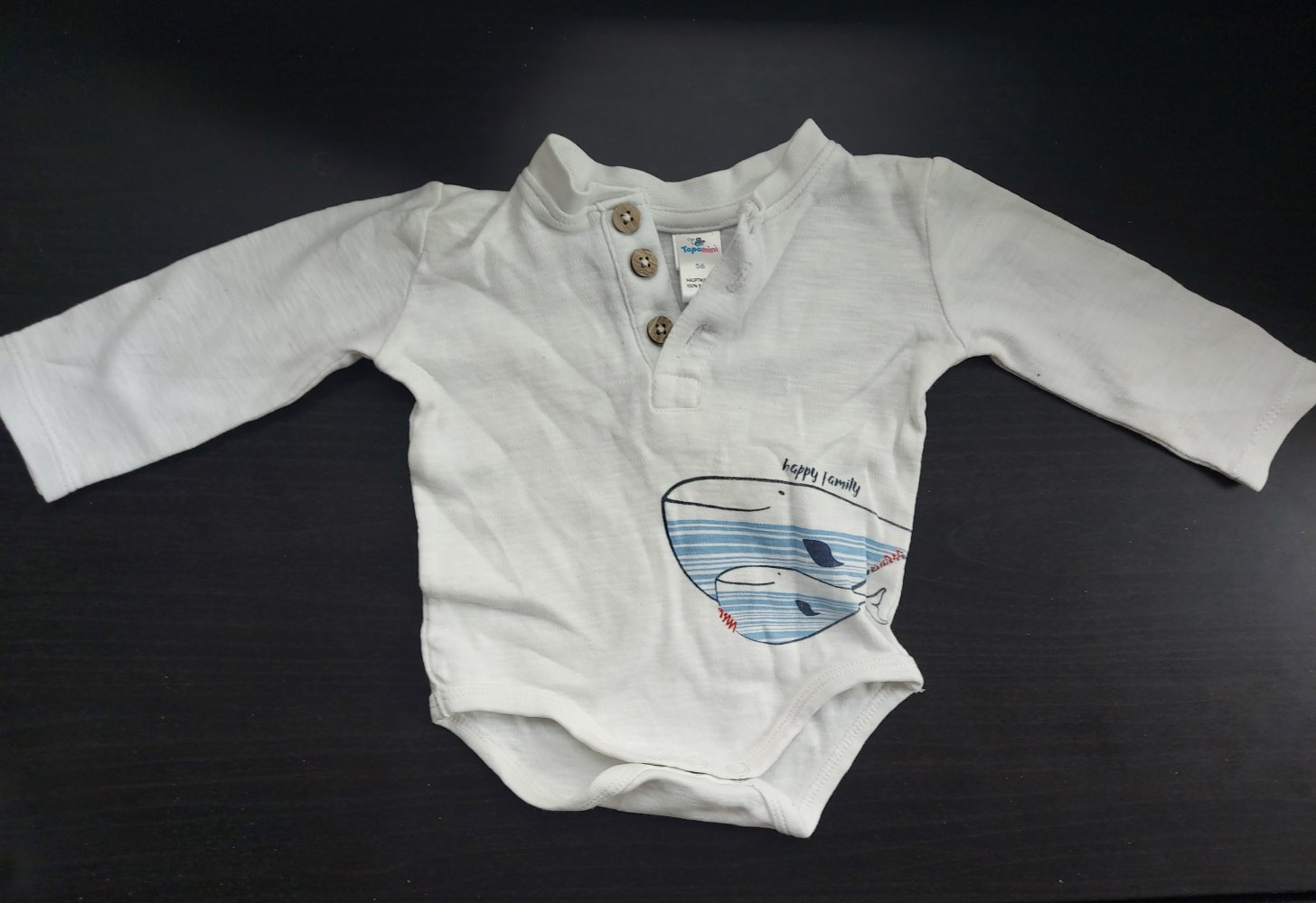 weißer Langarmbody mit Walmotiv Gr. 56