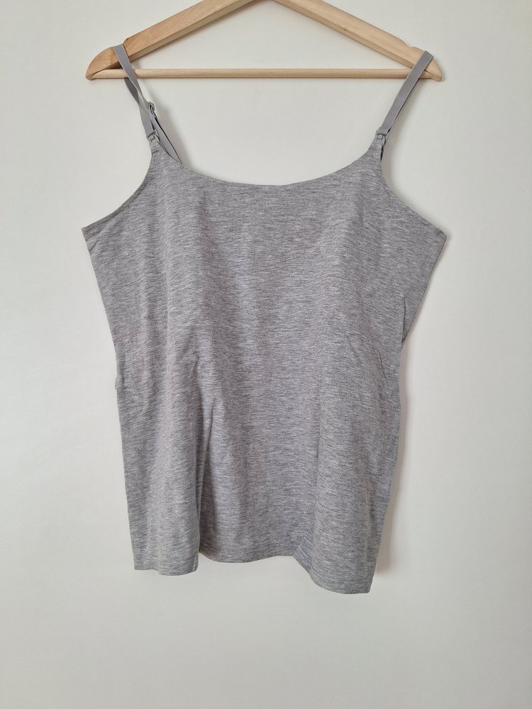 Graues Spaghettiträger-Top Stilltop Gr. L