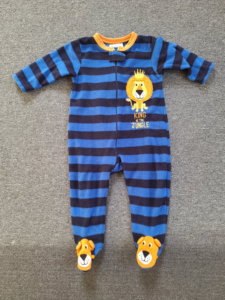 Warmer blau-schwarz gestreifter Pyjama  King of the jungle
