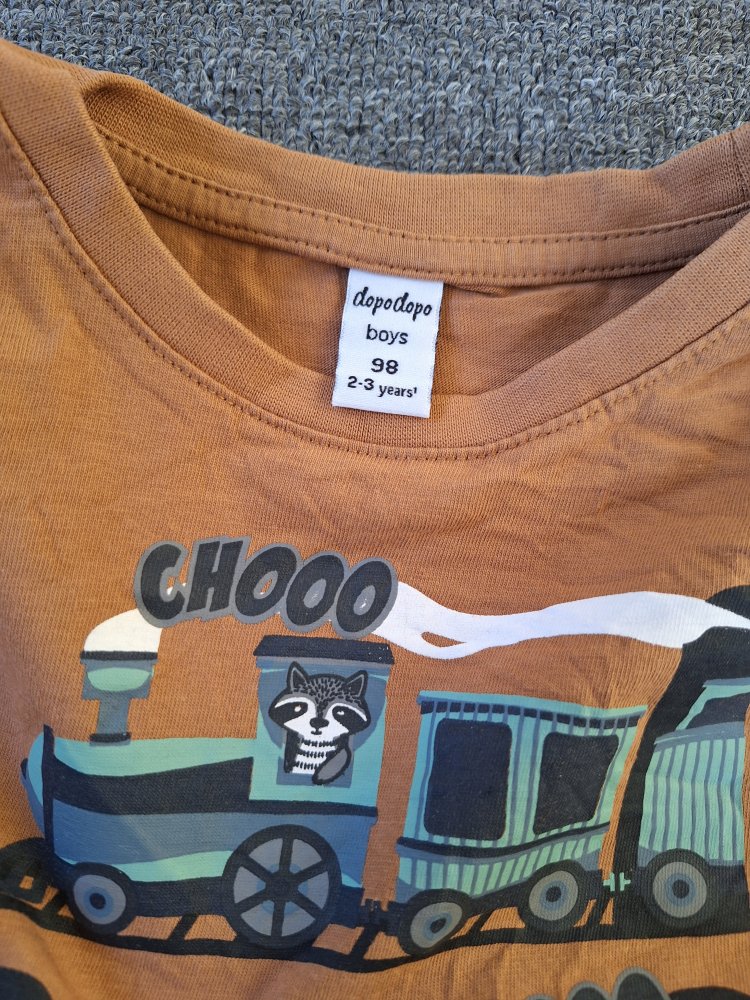 braunes Langarmsweatshirt mit Lokomotive chooo chooo, Gr. 98