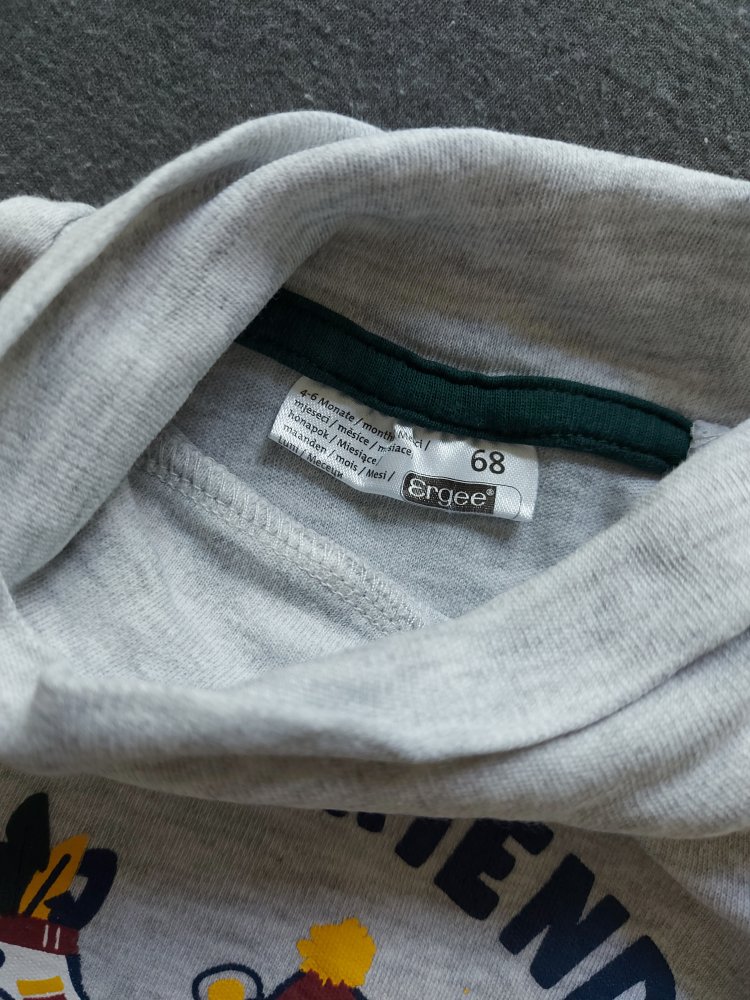 langärmliger grauer Babypullover mit Waldtieren great outdoors Gr. 68