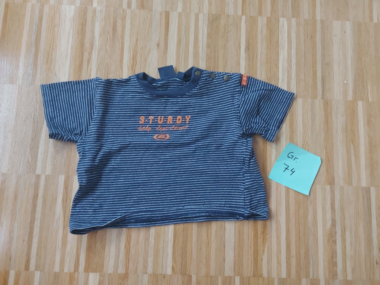 kurzärmliges blau gestreiftes T-Shirt für Babys, Gr. 74 