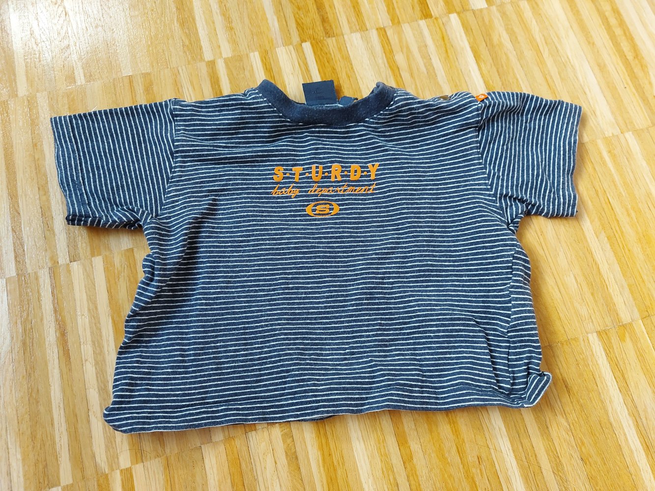 kurzärmliges blau gestreiftes T-Shirt für Babys, Gr. 74 