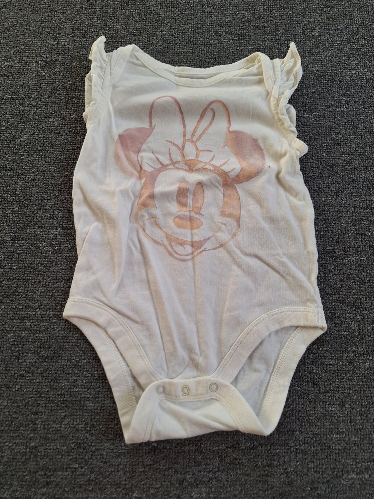Weißer Minnie Mouse Kurzarmbody Gr. 68/74
