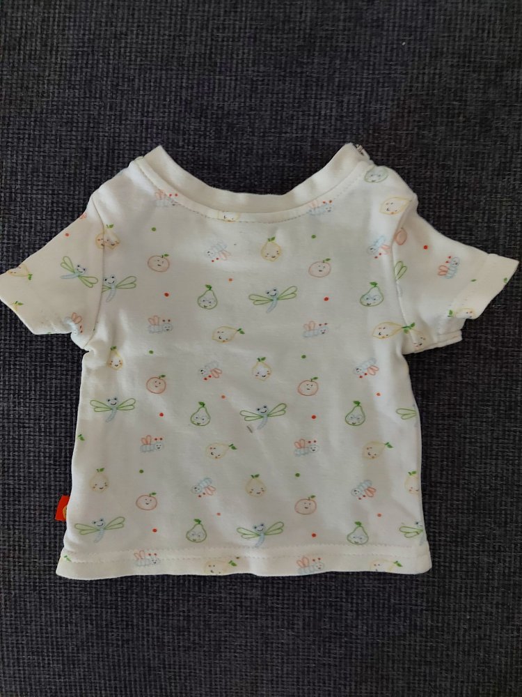cremegelbes Baby-T-Shirt mit niedlichen Obstmotiven, Gr. 50/56 veggies