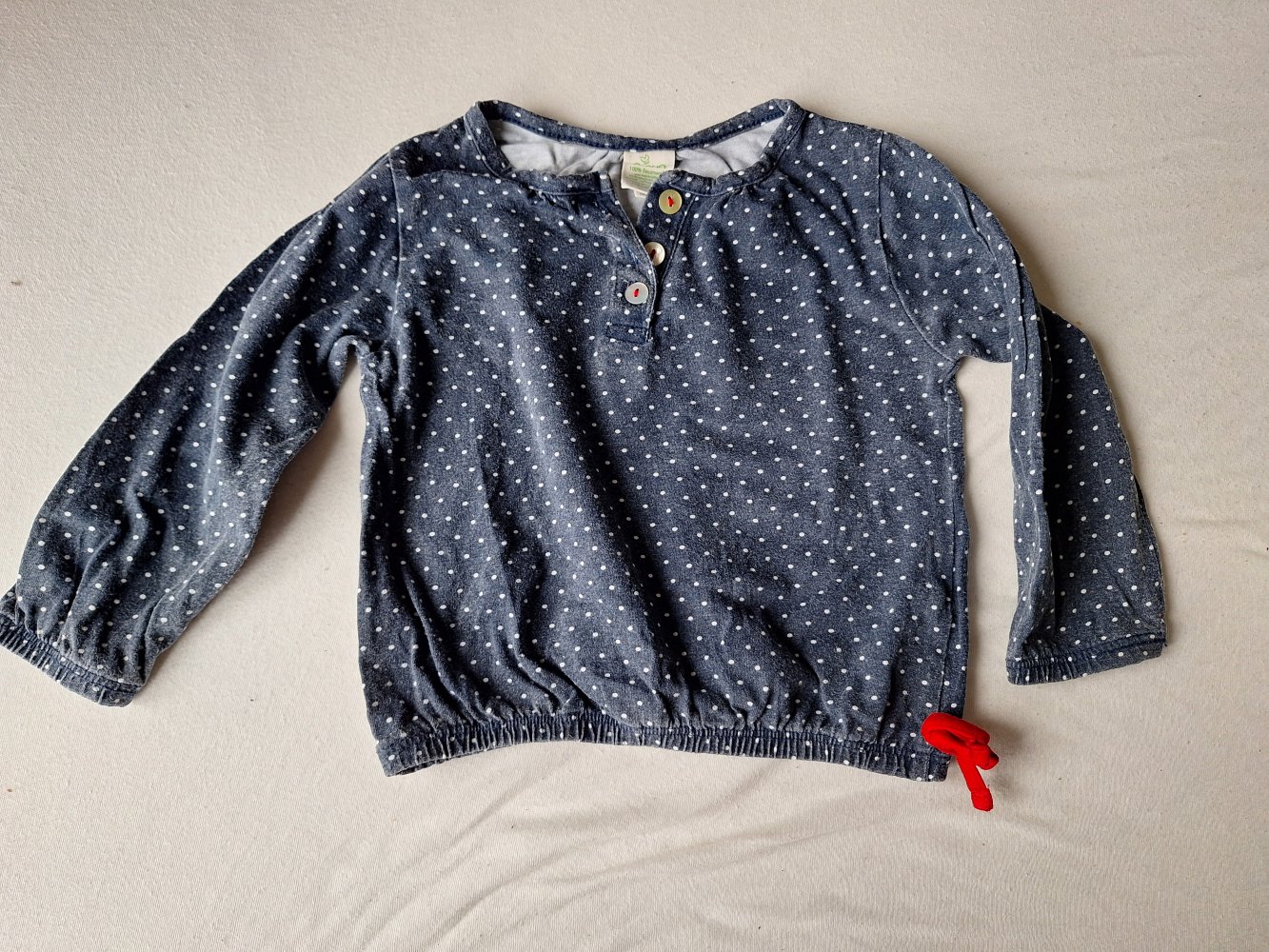 dunkelblauer Babypullover /Langarmshirt mit Pünktchen Gr. 86 Bluse