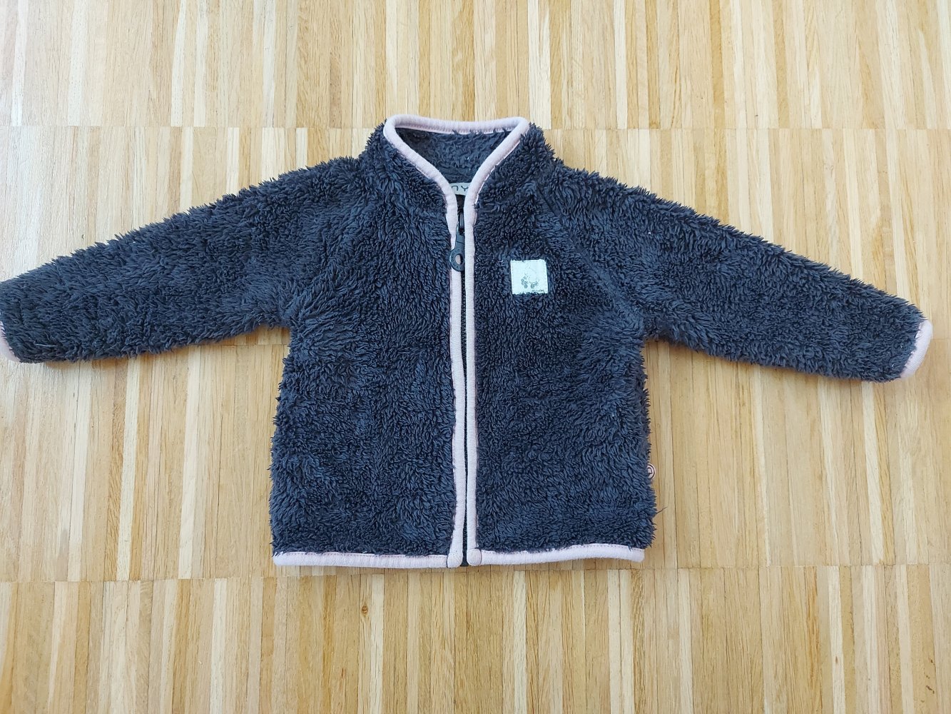 flauschige anthrazitfarbene Fleecejacke für Baby Mädchen Gr. 68