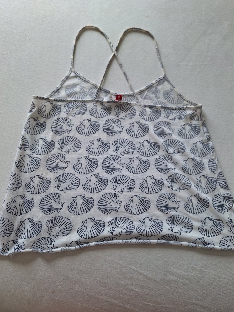 Weißes Spaghettiträger-Top mit Muscheln Gr. S