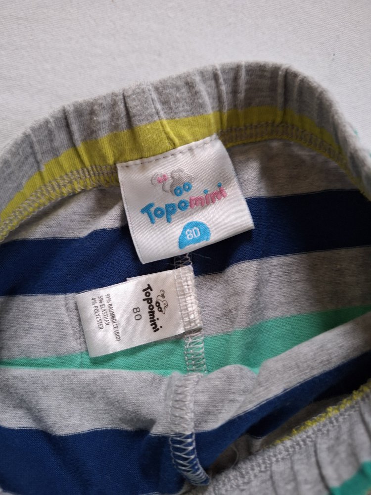 Kurze grau-gestreifte Radlerhose Gr. 80