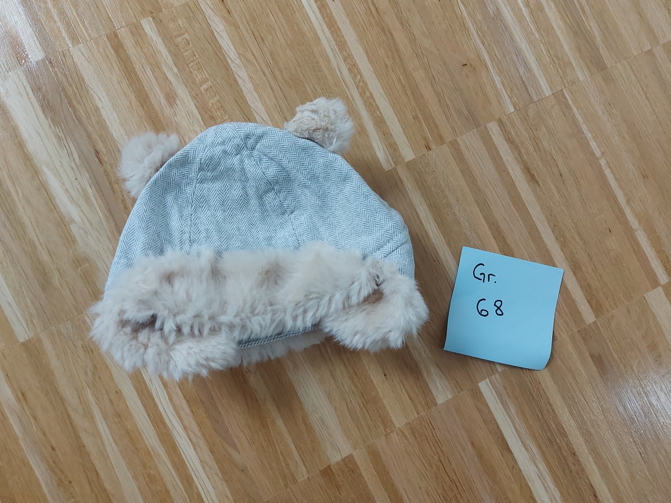 flauschig warme Babymütze mit Öhrchen, Gr. 68