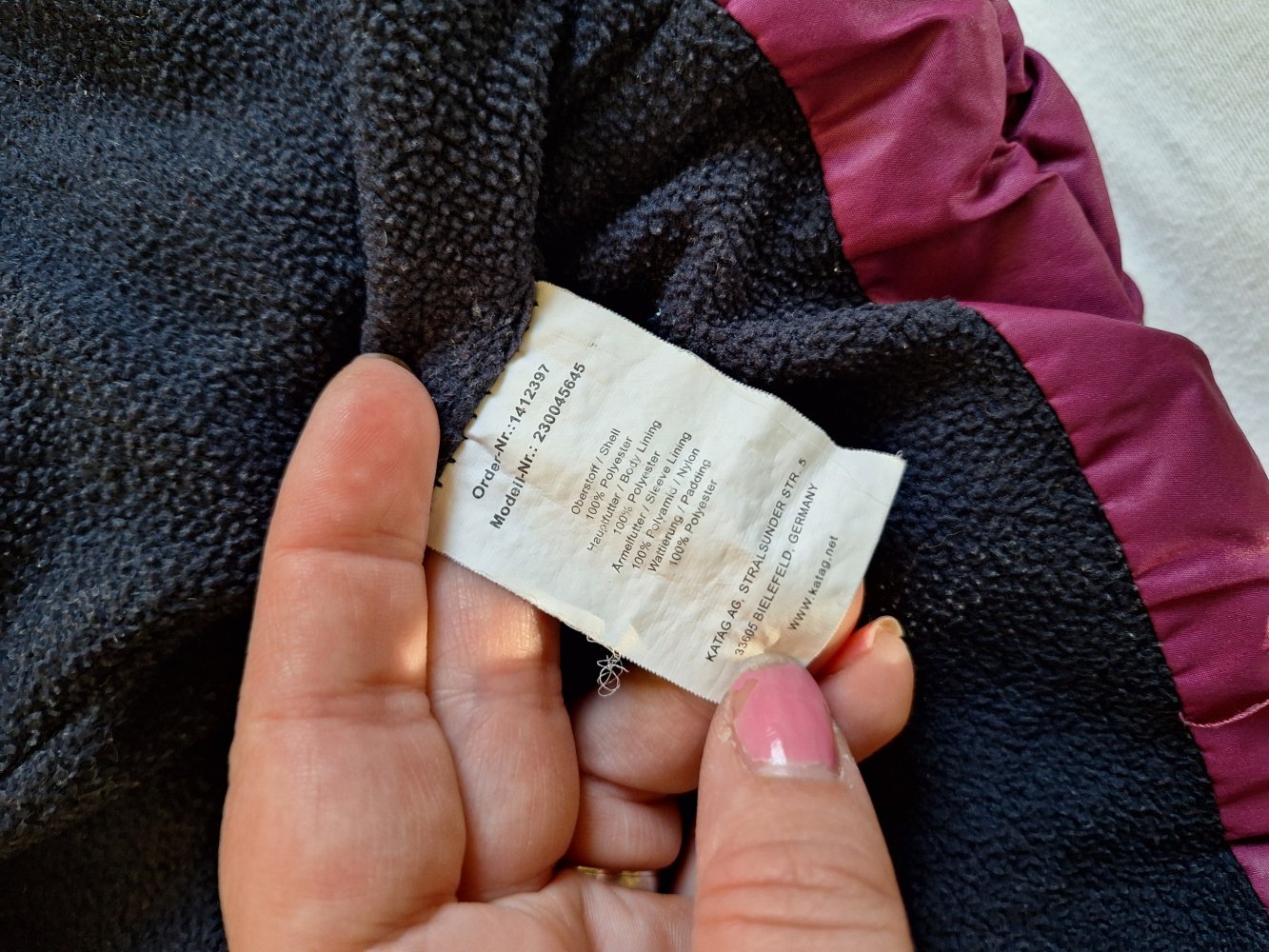 Bordeauxpinke Steppjacke, Gr. 80