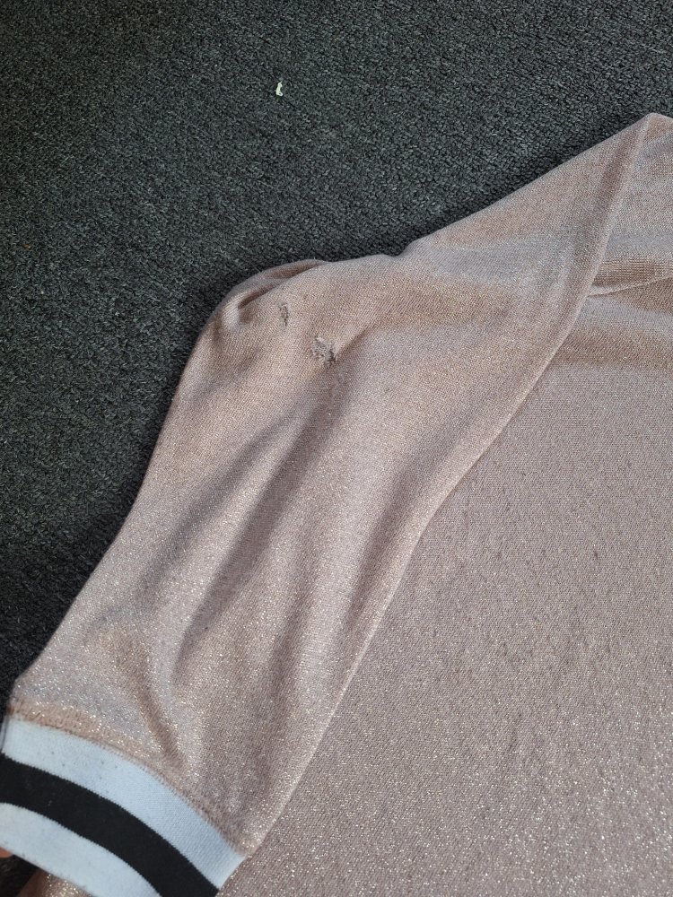 rosafarbener Glitzerschimmer Collegepulli Gr. L 3/4 V TP Amy Nude