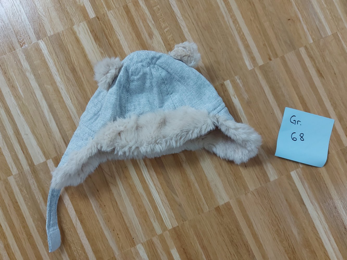 flauschig warme Babymütze mit Öhrchen, Gr. 68