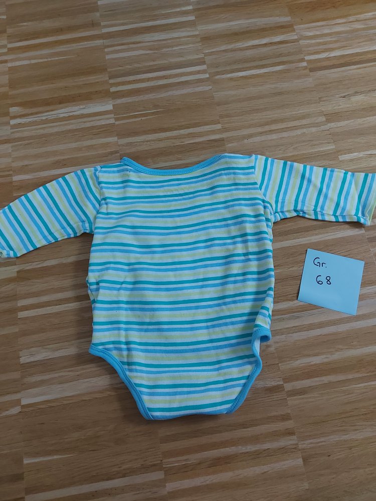 blau-türkis gestreifter Langarm-Wickelbody Gr. 68