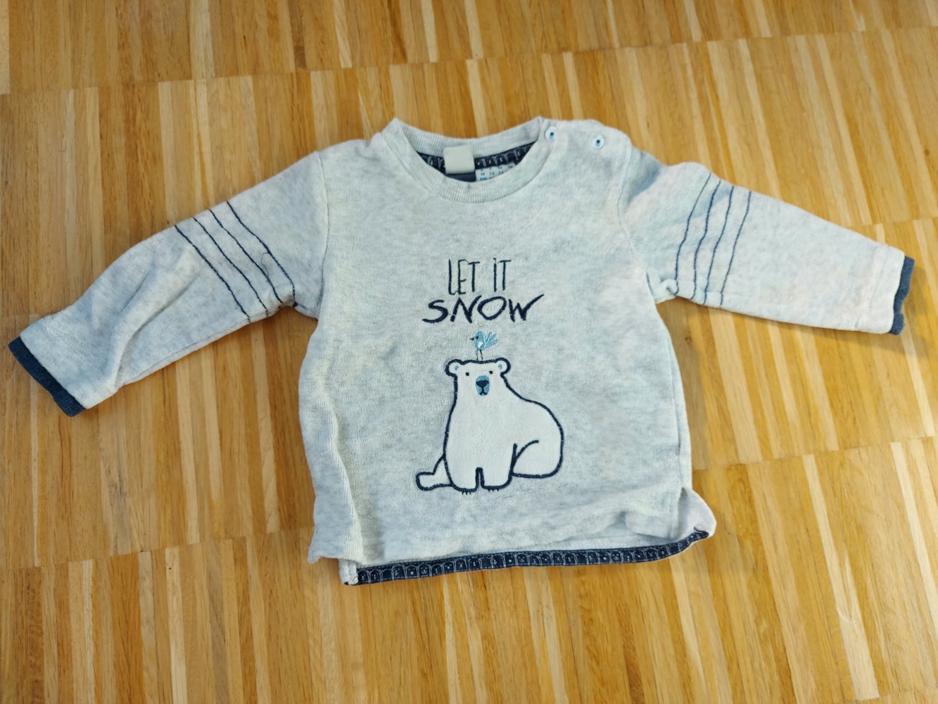 Grauer Eisbärpullover Let it snow, Gr. 68