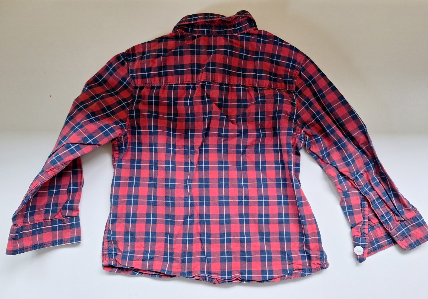 rot-blau kariertes langärmliges Hemd Gr. 92