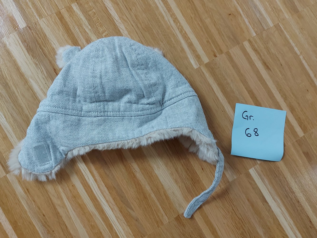 flauschig warme Babymütze mit Öhrchen, Gr. 68