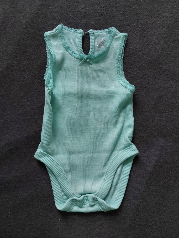 türkiser ärmelloser Body bzw. Kurzarmbody Gr. 56