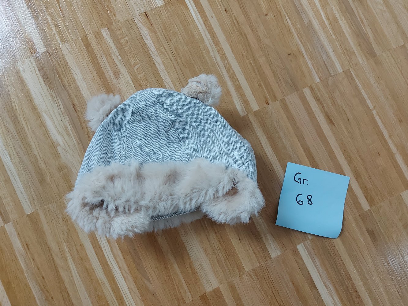 flauschig warme Babymütze mit Öhrchen, Gr. 68