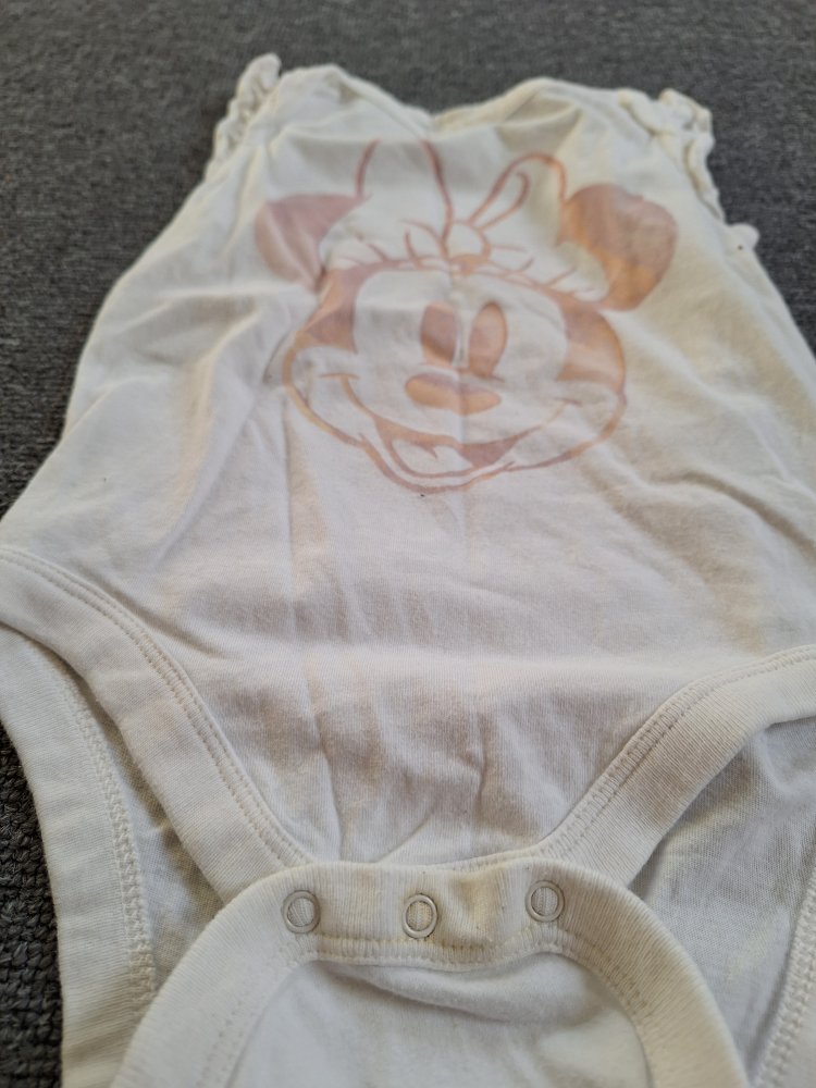 Weißer Minnie Mouse Kurzarmbody Gr. 68/74