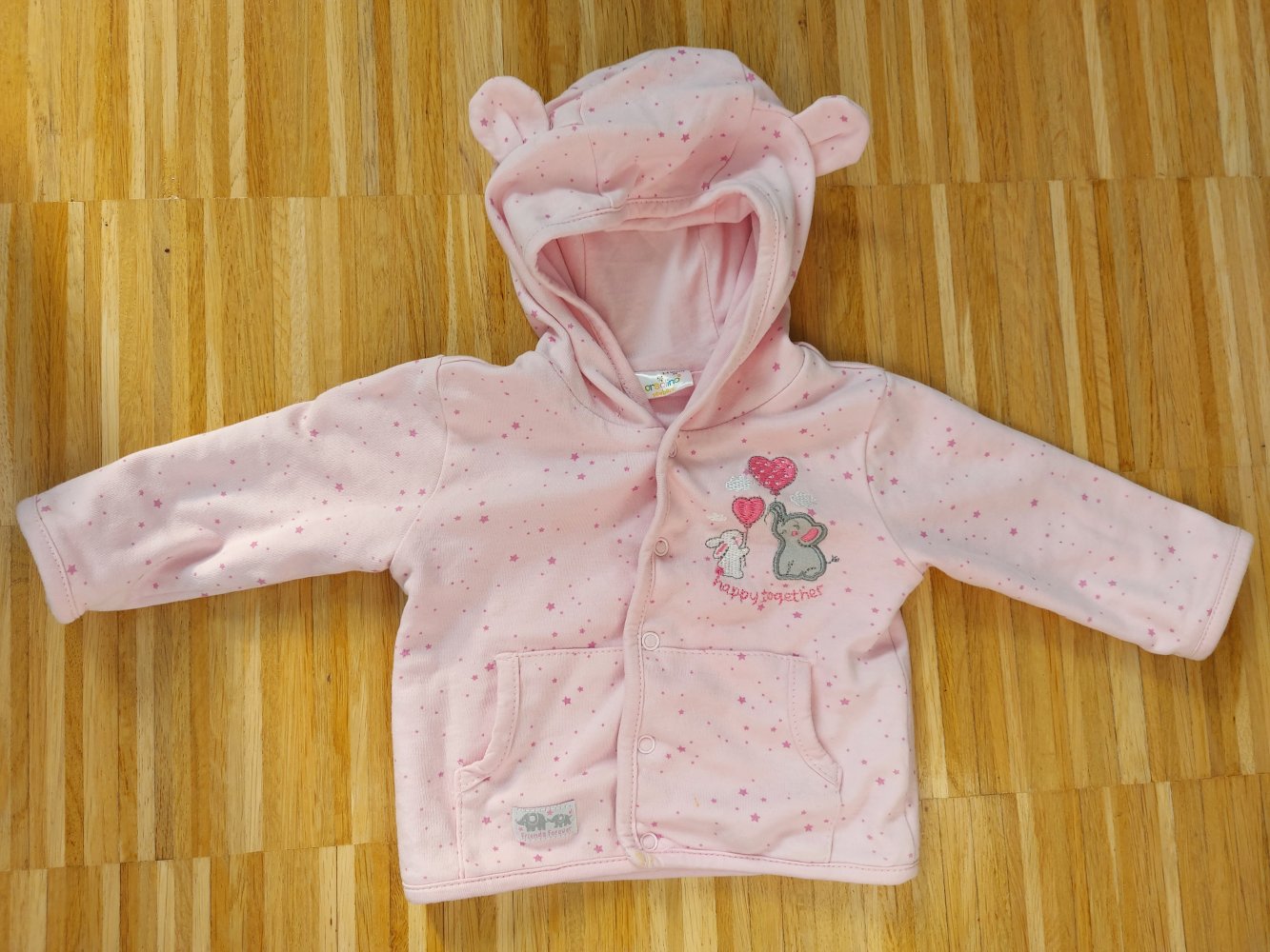 Rosa Babyjäckchen mit Kapuze und Öhrchen Gr. 62