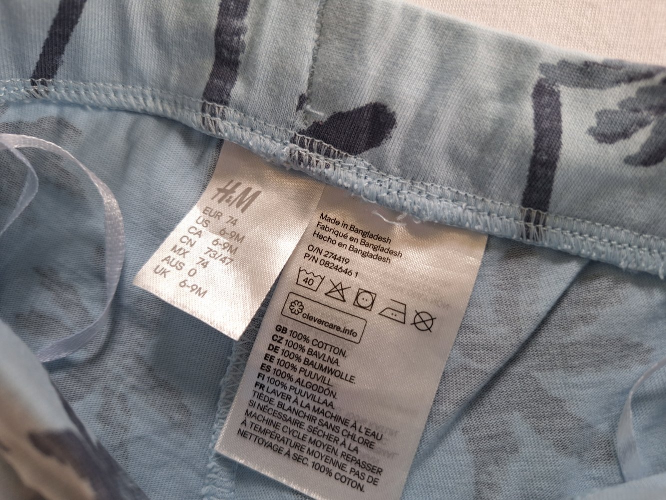 Hellblaue Hose mit Palmen, Gr. 74