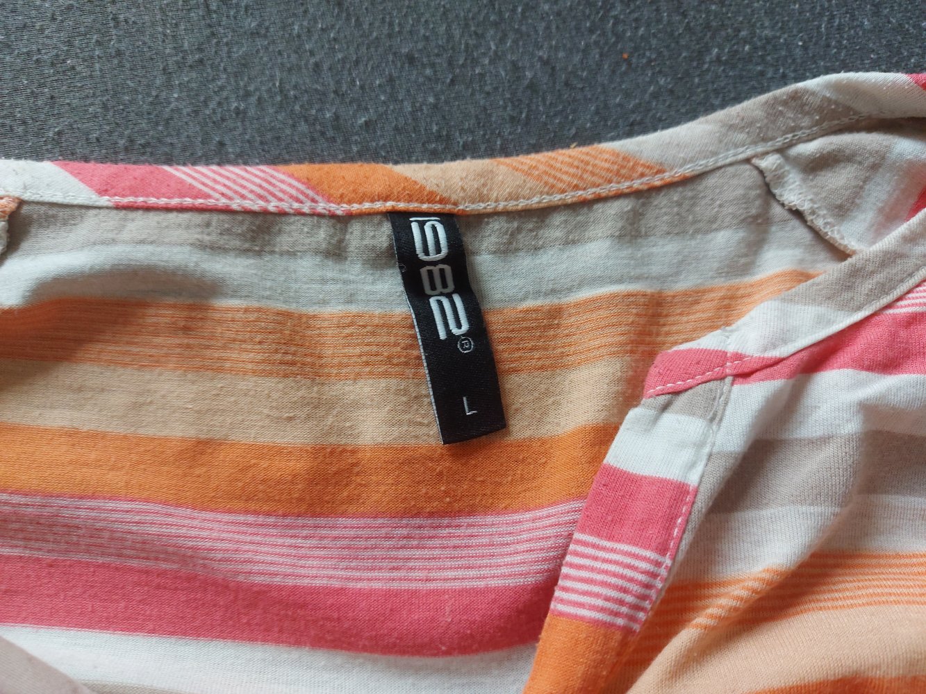 Apricot-beige gestreiftes Blusenshirt Gr. L Frühling