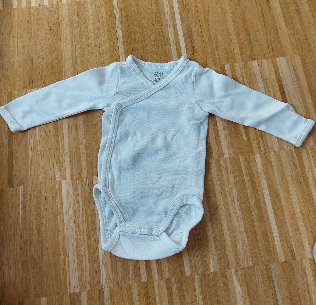 weißer Langarm-Wickelbody H&M Gr. 56