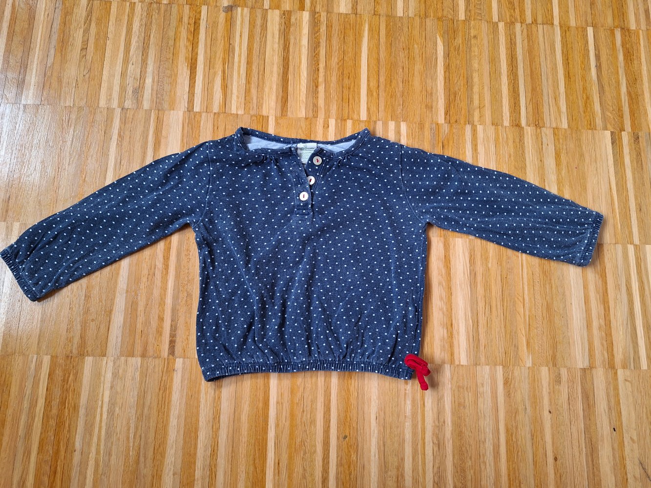 dunkelblauer Babypullover /Langarmshirt mit Pünktchen Gr. 86 Bluse