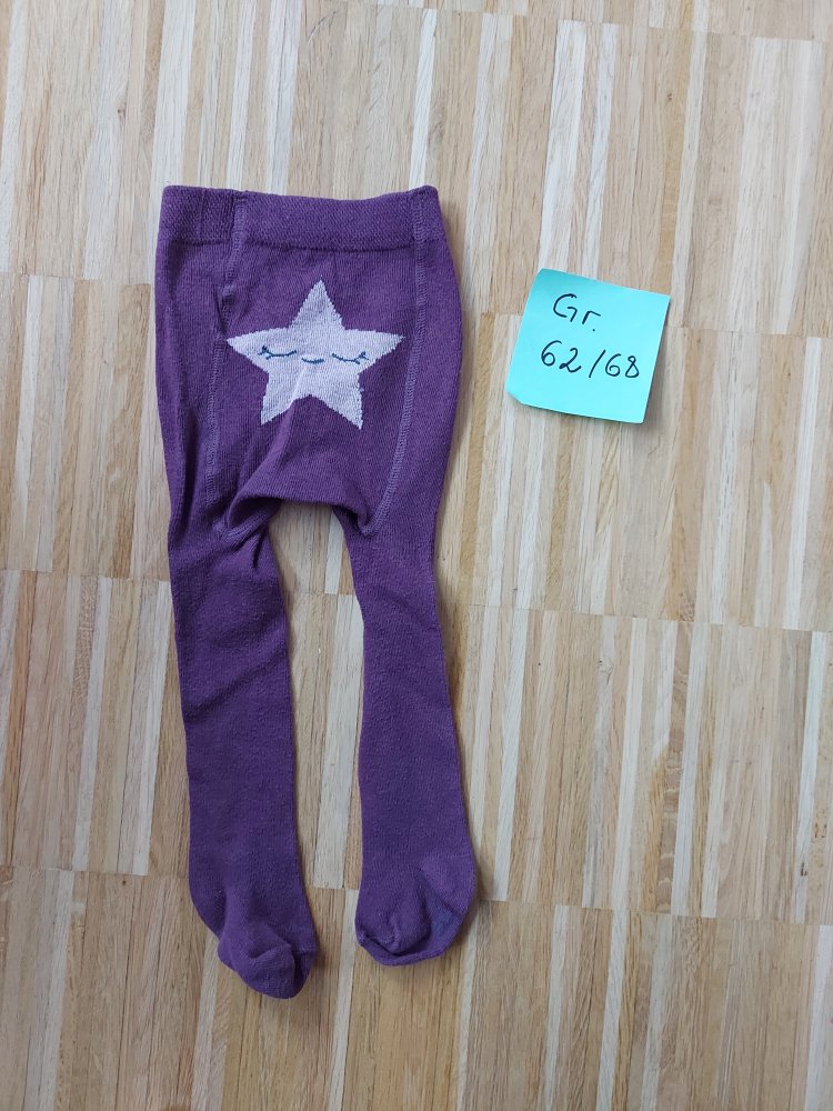 lilafarbene Babystrumpfhose mit Sternenmotiv, Gr. 62/68