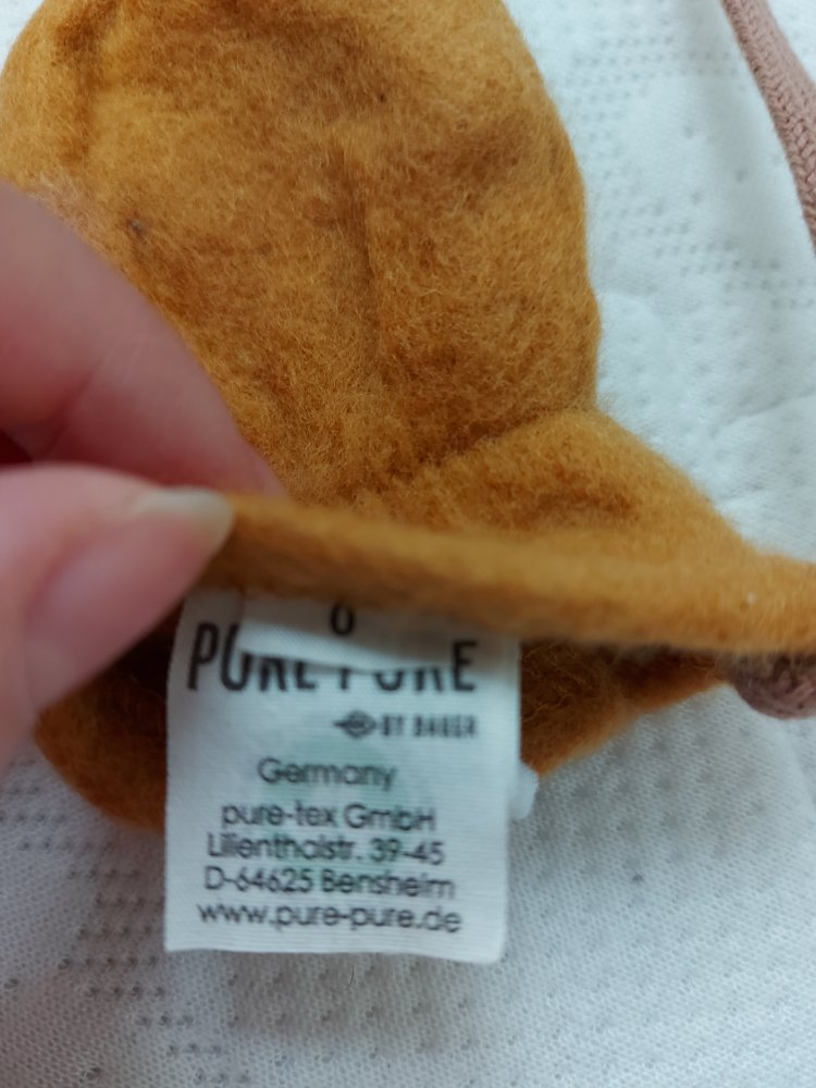  ockerfarbene Babyhandschuhe aus Merinowolle / Merinowollfäustlinge für Babys / Karamell-braun Woll Fleece Baby Fäustel