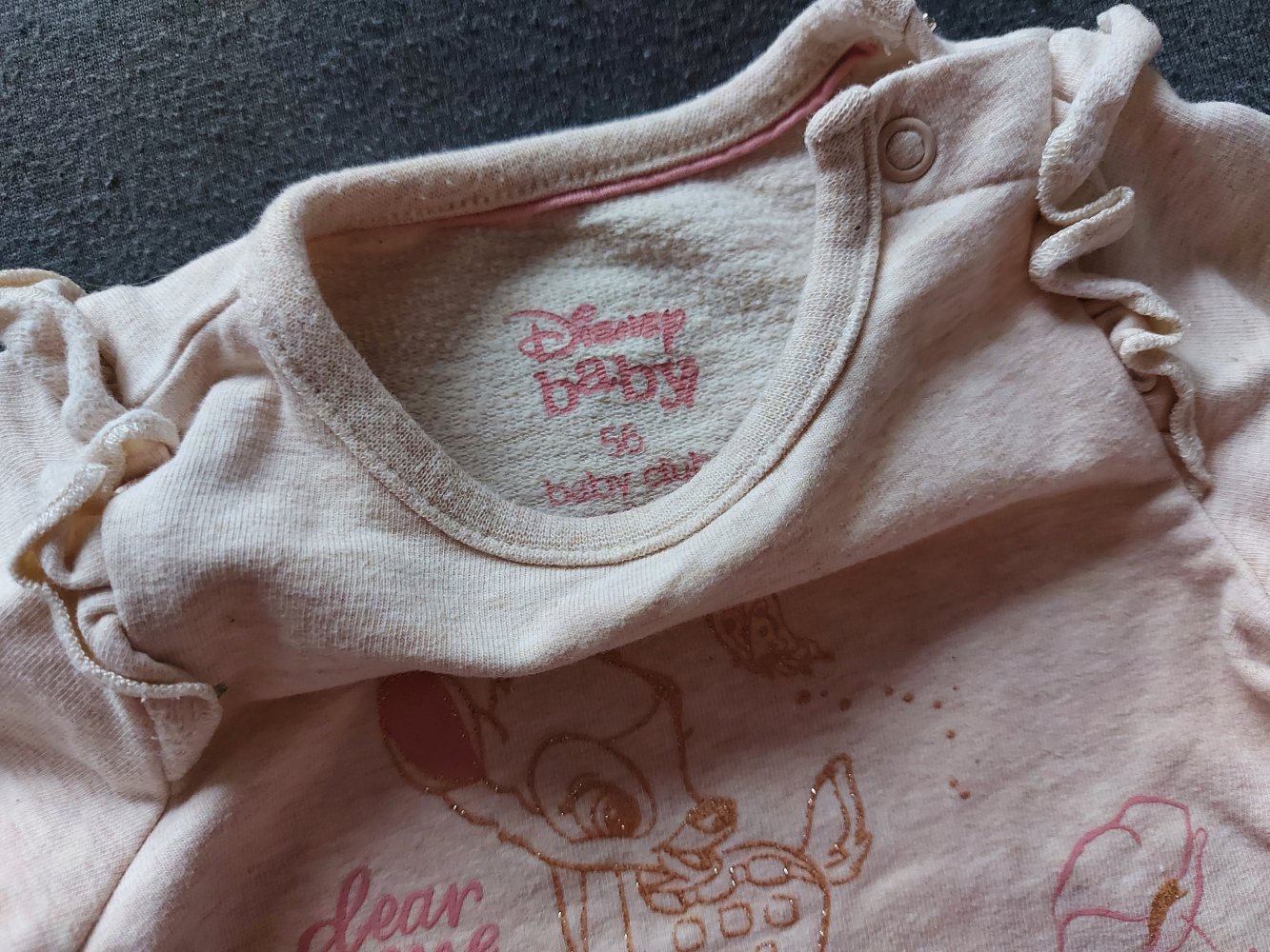 langärmliger cremebeiger Babypullover mit Bambimotiv dear one Gr. 56