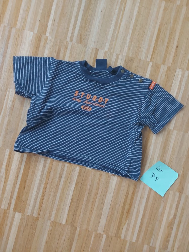 kurzärmliges blau gestreiftes T-Shirt für Babys, Gr. 74 