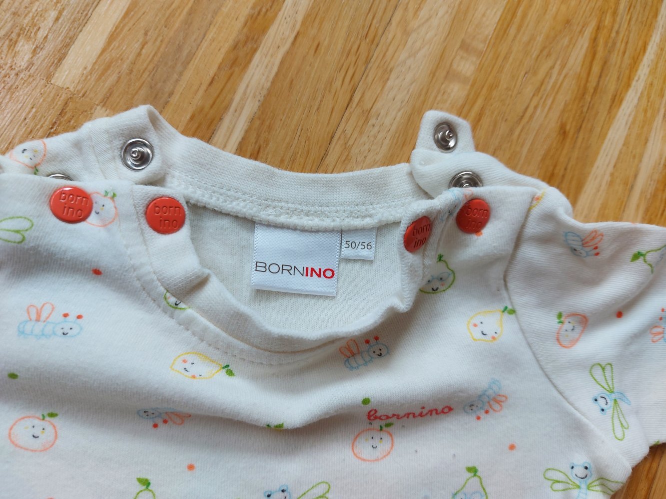 cremegelber Babypullover/Longsleeve mit niedlichen Obstmotiven, Gr. 50/56