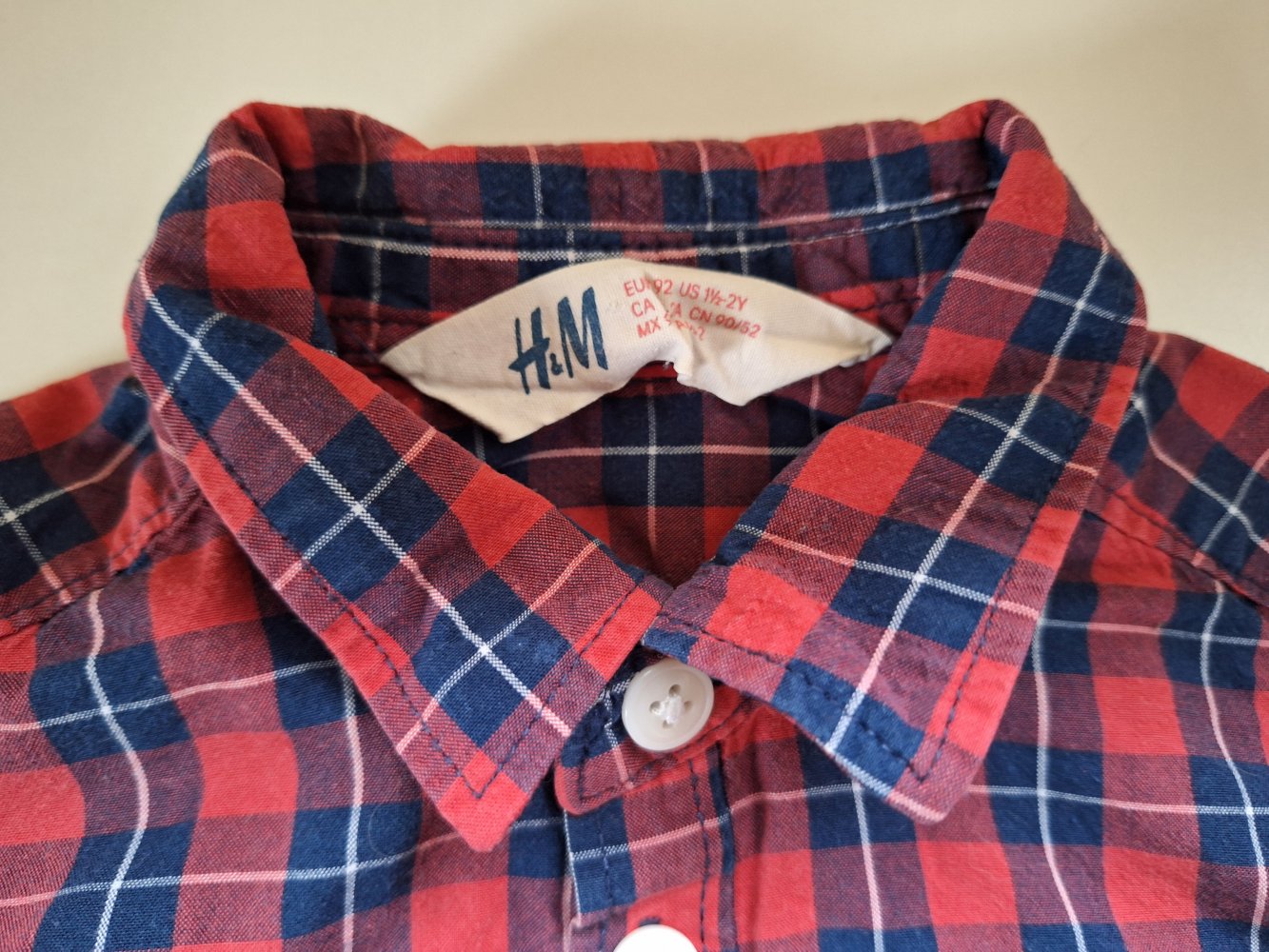 rot-blau kariertes langärmliges Hemd Gr. 92