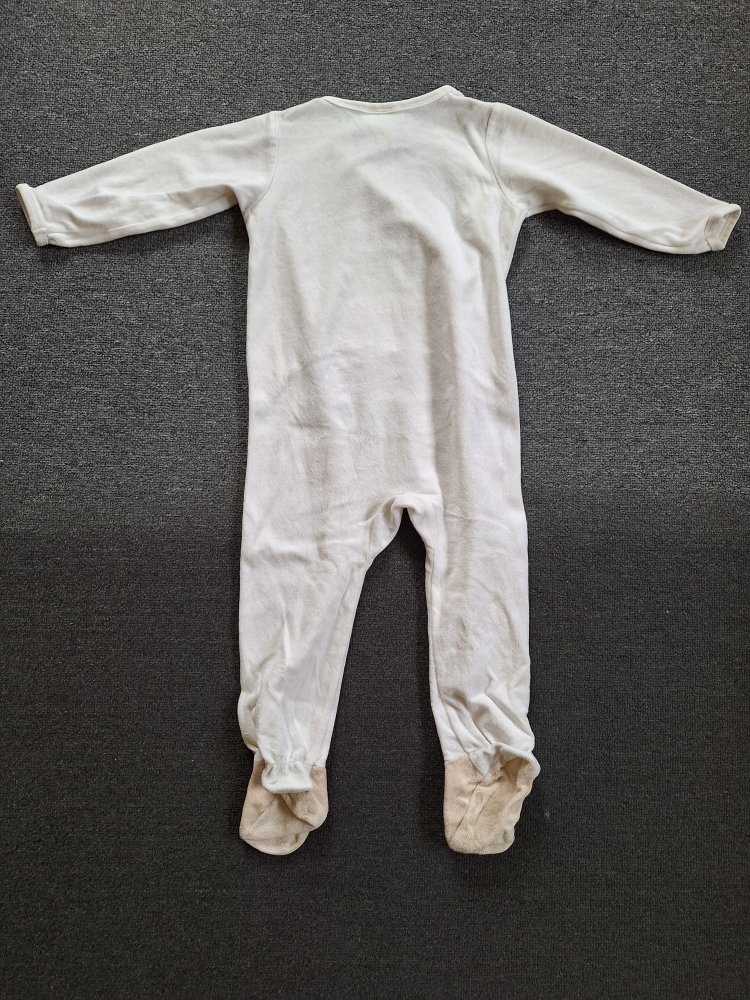 Schlafstrampler aus Velours mit Teddybär, Gr. 92 unisex