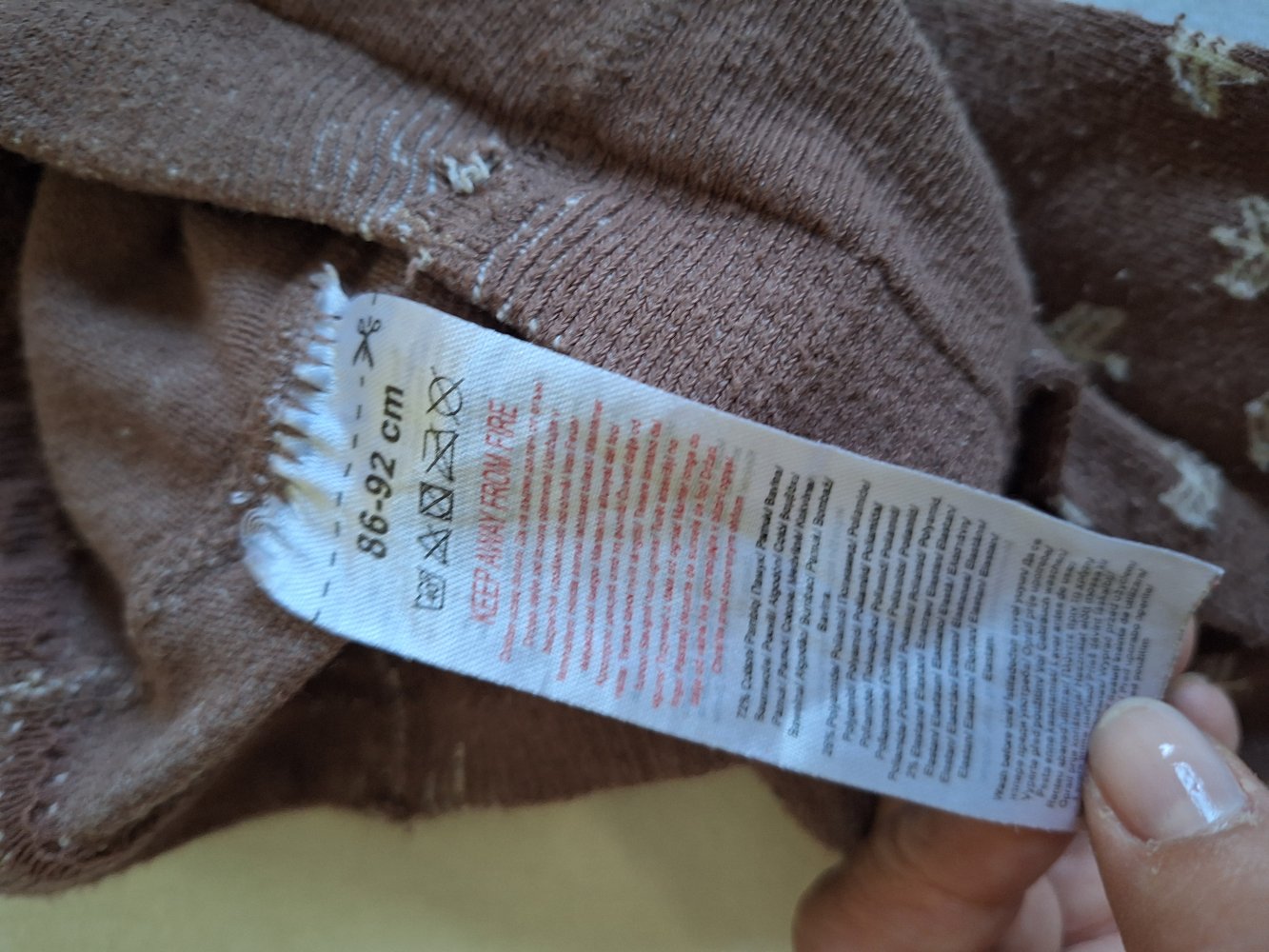 Braune Strumpfhose mit Muster, Gr. 86/92