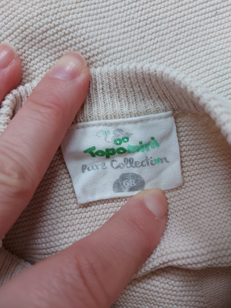 langärmliger beiger Babystrampler / Jumper mit Hase Gr. 68