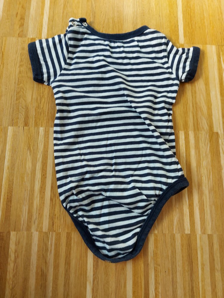 dunkelblau-gestreifter kurzärmliger Marine-Body Gr. 62/68