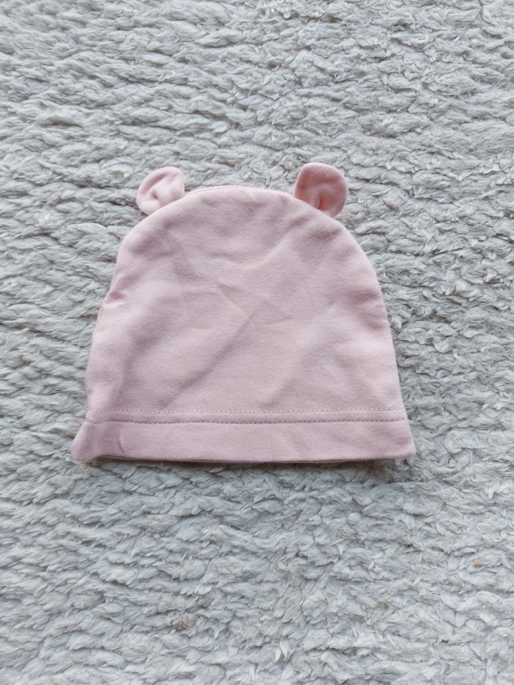 süßes rosa Erstlingsmützchen / Babymütze mit Öhrchen