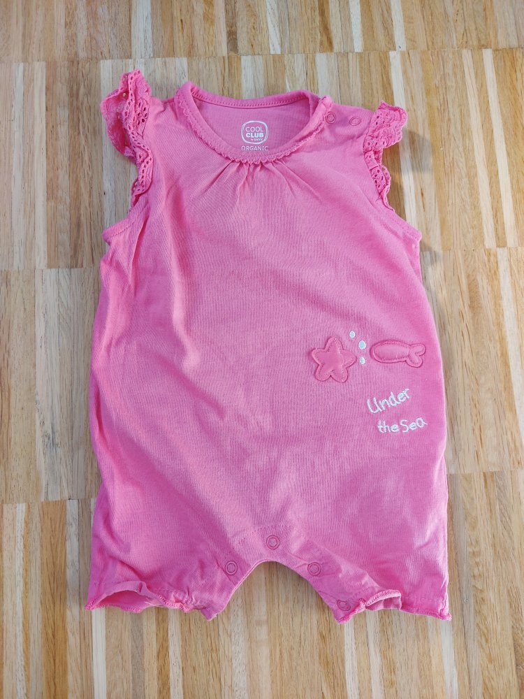 korallenroter Jumper / kurzärmliger Strampler Under the sea, Gr.56
