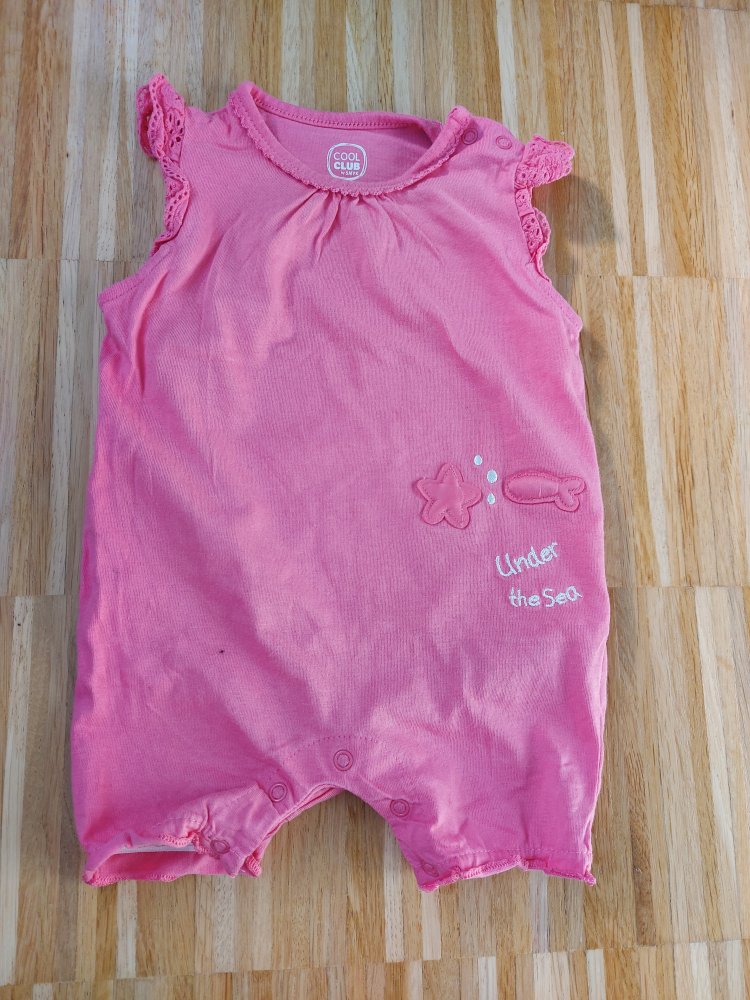 korallenroter Jumper / kurzärmliger Strampler Under the sea, Gr.56