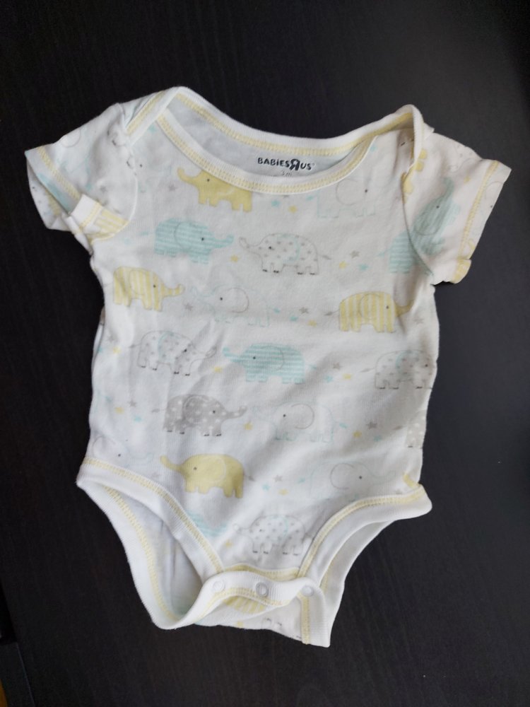 Niedlicher Kurzarmbody mit Elefantenmuster, Gr. 56 unisex geschlechtsneutral